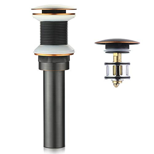 ORB Vessel Sink Drain without Overflow, Lavatory Bathroom Faucet Oil Rubbed Bronze Pop Up Drain Stopper
