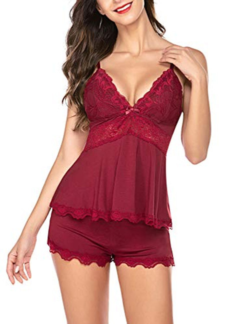 Avidlove Sleepwear Cotton Cami Set Sexy Nighties Modal Lingerie Short Pajamas Sets Wine Red M Avidlove Sleepwear Cotton Cami Set Sexy Nighties Modal Lingerie Short Pajamas Sets Wine Red M