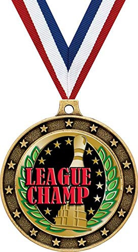 Crown Awards Gold Bowling League Champion Medals - 2 1/2 inch Bowling Championship Star Medals Prime