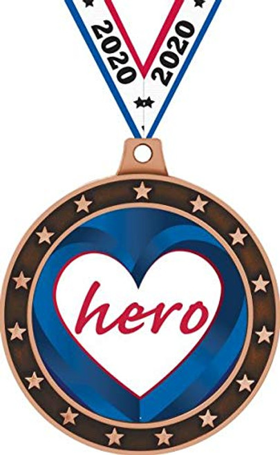 Hero with Heart Universe Star Medals, 2.5 inch Bronze Hero Medal Awards, 1 Pack Prime