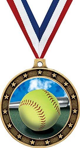 Softball Gold Medals - 2 1/2 inch Universe Star First Place Softball Medal Award Prime