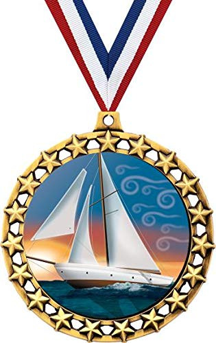 Sailboat Medal, 2 1/2 inch Galaxy Star Sailing Medals, Great Sailboat Awards 1 Pack Prime