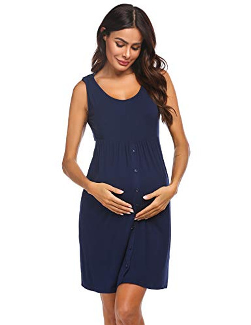 Ekouaer Maternity Dress Nursing Nightgown Breastfeeding Nightshirt Sleepwear Delivery Hospital Nightdress Ekouaer Maternity Dress Nursing Nightgown Breastfeeding Nightshirt Sleepwear Delivery Hospital Nightdress