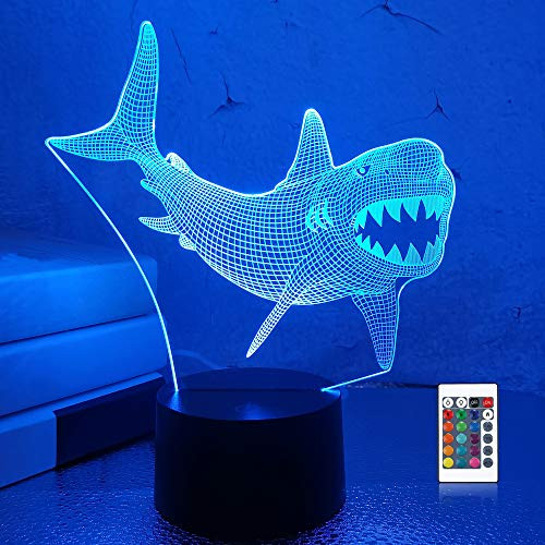 Shark Lampeez Kids 3D Night Light Optical Illusion Lamp with 16 Colors Remote Control Changing Birthday Xmas Gift Idea Xmas Birthday Shark Gifts for Child Baby Shark Lampeez Kids 3D Night Light Optical Illusion Lamp with 16 Colors Remote Control Changing Birthday Xmas Gift Idea Xmas Birthday Shark Gifts for Child Baby