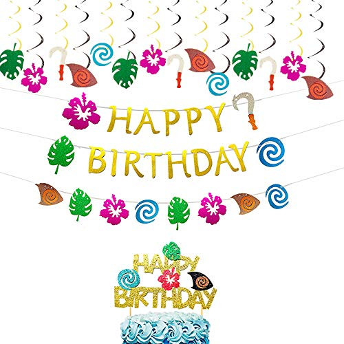 17 PCS JeVenis Glittery Moana Birthday Banner Moana Party Supplies Moana Cake Topper Moana Birthday Party Decoration Hawaiian Birthday Decoration 17 PCS JeVenis Glittery Moana Birthday Banner Moana Party Supplies Moana Cake Topper Moana Birthday Party Decoration Hawaiian Birthday Decoration