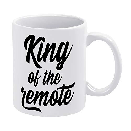 King of The Remote Coffee Mug Funny Ceramic Coffee Mug 11 oz Novelty Birthday Christmas Gifts Mugs Coffee Cup