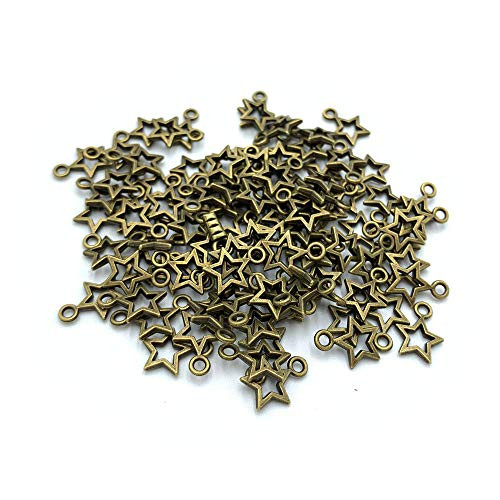 Wenplus 100pcs Antique Bronze Star Pentagram Charms Pendants for Necklace Bracelet Jewelry Making Crafting Findings - Star, 13x10mm Wenplus 100pcs Antique Bronze Star Pentagram Charms Pendants for Necklace Bracelet Jewelry Making Crafting Findings - Star, 13x10mm