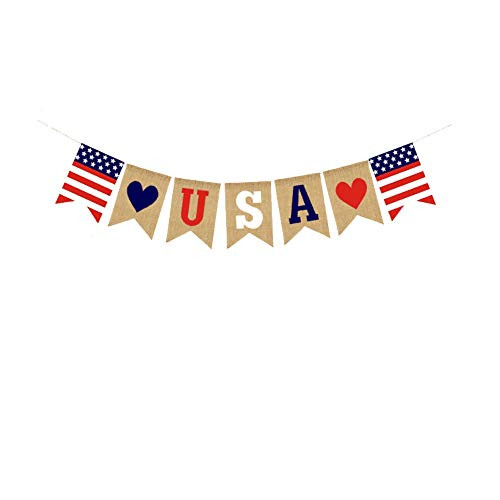 4th of July Banner USA Letter Banner Bunting America Independence Day Garland Bunting Banner Memorial Day Veterans Day Photo Prop Sign