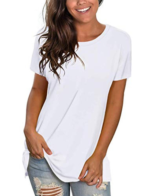 JOSENLY Womens T Shirts Short Sleeve Crewneck Loose Summer Tees Basic Tops (M, White) JOSENLY Womens T Shirts Short Sleeve Crewneck Loose Summer Tees Basic Tops (M, White)