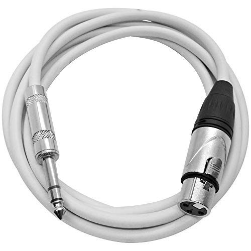 Seismic Audio - SATRXL-F6White - 6 Foot White XLR Female to 1/4 Inch TRS Patch Cables- 6' Professional Audio Balanced XLR-F to 1/4" Patch Cord