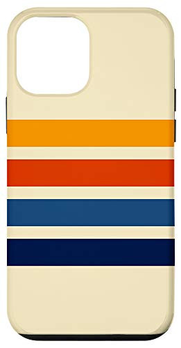 iPhone 12 mini Colorful Yellow Red Blue 70s Style Retro Stripes on Beige Case