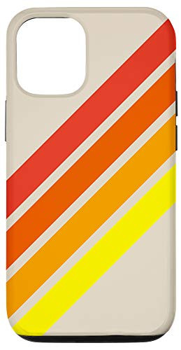 iPhone 12/12 Pro Colorful Red Orange Yellow on Beige 70s Style Retro Stripes Case