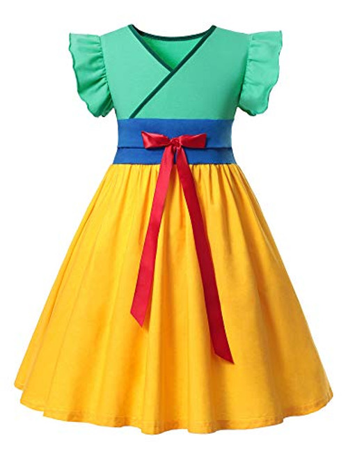 YOFEEL Little Girls Mulan Costume Princess Dress up for Halloween Party Mint