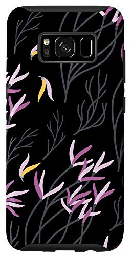 Galaxy S8 Black With Violet Purple and Yellow Flowers Floral Pattern Case