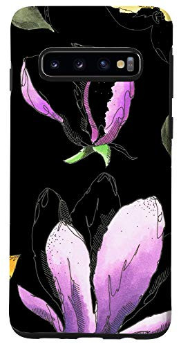 Galaxy S10 Violet Purple and Golden Yellow Floral Pattern Case