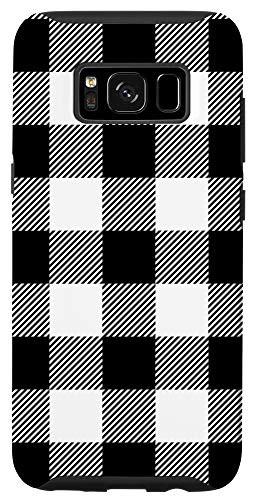 Galaxy S8 Black White Plaid Buffalo Check Modern Pin Stripe Pattern Case