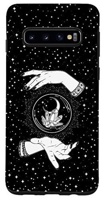 Galaxy S10 Retro Vintage Witchy Crystal Ball Witch Hands,Stars,Crescent Case Galaxy S10 Retro Vintage Witchy Crystal Ball Witch Hands,Stars,Crescent Case