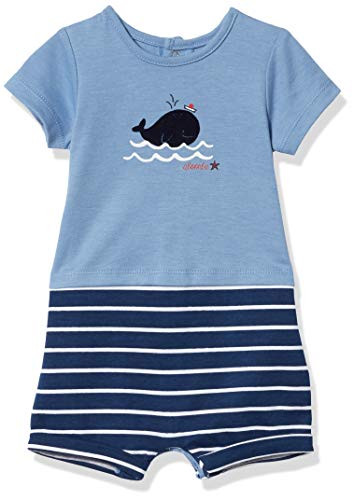 absorba Baby Boys' Short Sleeves Romper, Navy/Slate, 6-9 Months