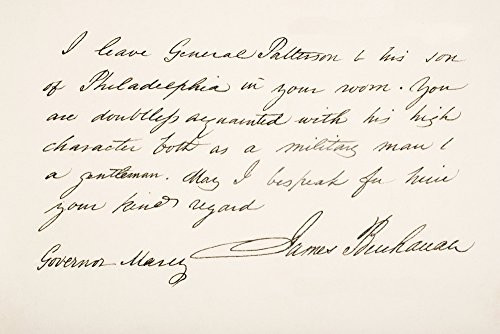 Posterazzi James Buchanan 1791-1868. 15Th President Of The United States Of America. Hand Writing Sample. Poster Print, (18 x 12)