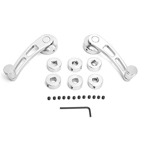 Gorgeri 2Pcs Window Crank, Alloy Window Handle Riser Winder Crank Handle Fit for Car(Silver)