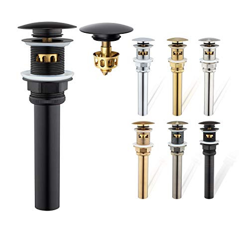 Artiwell Bathroom Pop Up Sink Drain Assembly Stopper with Overflow, Bathroom Vessel Sink Anti Clogging Pop Up Drain with Strainer Bathroom Sink Drain Assembly (MATT BLACK)