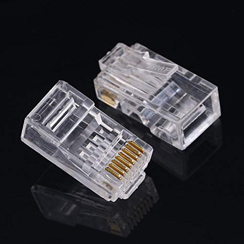 100 PCS/LOT Cable Head Network Internet Connector 8P8C RJ45 Connectors, RJ45 Modular Plug, Network Cable Plug for Cat6 Cat 6a solid/stranded Network Cable Heads