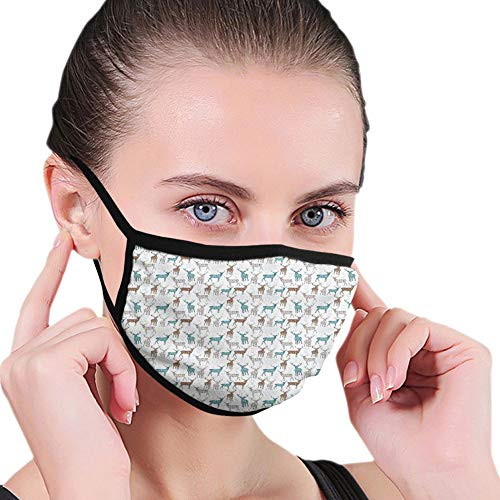 Dustproof Windproof Face Mask,Washable Cloth,Face Cover,Cover for Dust Unisex Adults Reindeer Silhouettes with Writings Grunge Inspirations Chris