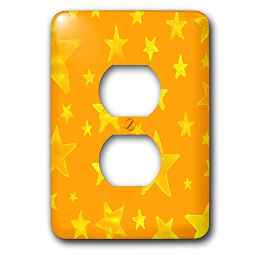 3dRose lsp_38455_6 Sweet Orange Stars-Art Designs-Whimsical 2 Plug Outlet Cover