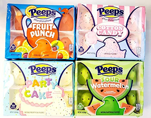 Peeps Chicks Variety Pack - Cotton Candy, Party Cake and Fruit Punch flavors (3 count packs - 30 ct. chicks )