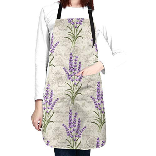 wodealmug Women Floral With Lavenders Apron Adjustable Neck Kitchen Bib Cook Apron With Pocket For Cooking Baking Gardening wodealmug Women Floral With Lavenders Apron Adjustable Neck Kitchen Bib Cook Apron With Pocket For Cooking Baking Gardening
