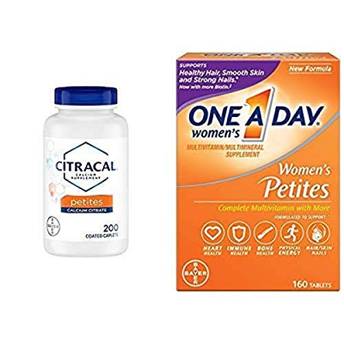 Citracal Petites, Highly Soluble, Easily Digested, 400 mg Calcium Citrate with 500 IU Vitamin D3, Bone Health Supplement for Adults and One A Day Womens Petites Multivitamin, Supplement Citracal Petites, Highly Soluble, Easily Digested, 400 mg Calcium Citrate with 500 IU Vitamin D3, Bone Health Supplement for Adults and One A Day Womens Petites Multivitamin, Supplement