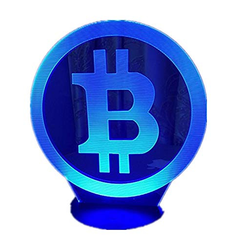 3D Lights Simple Bitcoin Lamp Night Light 7 Color Change LED Light Bedroom Toy Illusion USB Touch Sensor Desk Lamp