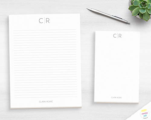 Personalized Stationery - Professional Classic Monogram Notepad - Thin Line Monogram Writing Paper - Customized Notepad