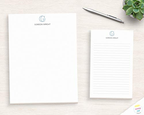 Personalized Monogram Writing Pad - Classic Outline Monogram Notepad - Professional Writing Sheet - Notepad For Him