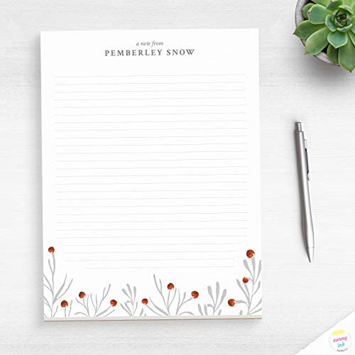 Customized Floral Notepad - Botanical Desk Pad - Personalized Notepad - Flower Writing Pad For Her -