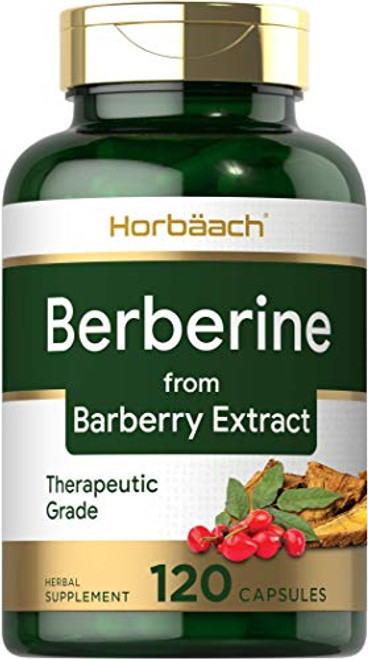 Berberine Capsules   120 Count   Non-GMO  and  Gluten Free   Berberine HCI Supplement   from Barberry Extract   by Horbaach
