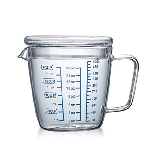 500ML Glass Measuring Cup with Lid Heat Resistant Scale Marking Cup Borosilicate Glass Graduated Beaker Mug V-Shaped Spout Microwave Oven Measuring Jug for Milk Wine Coffee Juice Hot Cold Liquid 500ML Glass Measuring Cup with Lid Heat Resistant Scale Marking Cup Borosilicate Glass Graduated Beaker Mug V-Shaped Spout Microwave Oven Measuring Jug for Milk Wine Coffee Juice Hot Cold Liquid