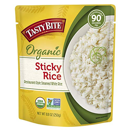 Tasty Bite Organic Sticky White Rice, Microwaveable Cooked Rice, White, Original, 8.8 Oz (Pack of 6)