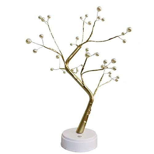 Wivarra LED USB 3D Table-Lamp Copper Wire Fire Tree Night Light for Home Holiday Bedroom Indoor Kids Bar Decor Fairy Light