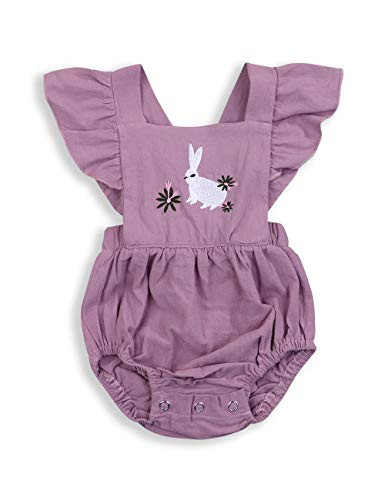 Xuuly My 1st Easter Newborn Baby Girls Clothes Ruffle Sleeveless Rabbit Cartoon Bunny Romper Bodysuit Easter Outfits?0-3 M ?