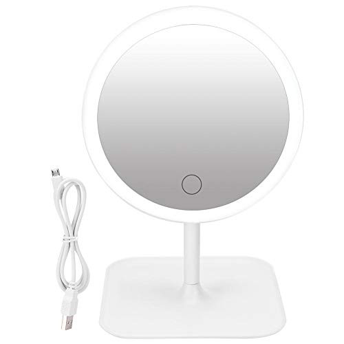 Adjustable Makeup Mirror Lighted Makeup Mirror LED Makeup Mirror Rechargeable Makeup Mirror Magnifying Makeup Mirror for Travel for Hotel for Home(Pearl White)