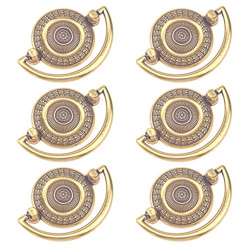 Tulead Vintage Drawer Pulls Cabinet Pull Ring Furniture Decorative Hardware Wardrobe Dresser Pull Knobs 2.48-Inch Hole to Hole,6-Pack with Screws
