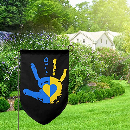 Down Syndrome Awareness Hand Garden Flag Decorative Yard Flags for Holiday, Wedding Anniversary,Festival,Celebration,Double-Sided Demonstration Flag 12.5 X 18 Inches