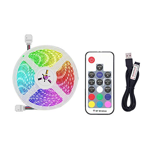 Wasababy LED Strip Lights with Remote, 5050 RGB Color Changing USB Powered LED Light Strip Kit with 17 Keys Ir Remote Led Lights for Tv Backlight Home Decoration 1.64FT-16.4FT Wasababy LED Strip Lights with Remote, 5050 RGB Color Changing USB Powered LED Light Strip Kit with 17 Keys Ir Remote Led Lights for Tv Backlight Home Decoration 1.64FT-16.4FT