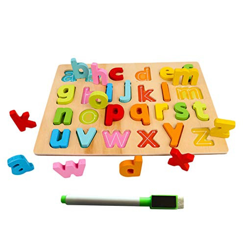 Puzzles, Wooden Alphabet Math Number Puzzles Board with Writing Pen Educational Kids Toy - Lowercase Letter Puzzles, Wooden Alphabet Math Number Puzzles Board with Writing Pen Educational Kids Toy - Lowercase Letter
