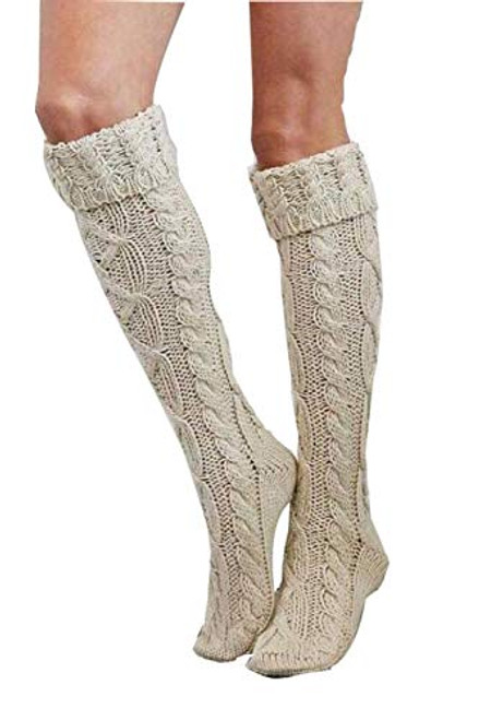 Womens Winter Cable Knit Over Knee Long Boot Thigh-High Warm Socks Leggings (Creamy-white) Womens Winter Cable Knit Over Knee Long Boot Thigh-High Warm Socks Leggings (Creamy-white)