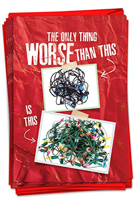 NobleWorks - 12 Adult Merry Christmas Cards Boxed - Funny Holiday Humor Greetings, Bulk Notecard Set (1 Design, 12 Cards) - Tangled Wires C7073XSG-B12x1 NobleWorks - 12 Adult Merry Christmas Cards Boxed - Funny Holiday Humor Greetings, Bulk Notecard Set (1 Design, 12 Cards) - Tangled Wires C7073XSG-B12x1