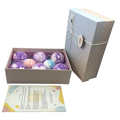 8Pcs Spa Bath Bombs Natural Organic Bathbombs Balls Skin Whitening Ease Relax Stress Bubble Shower Moisturizing (Purple)