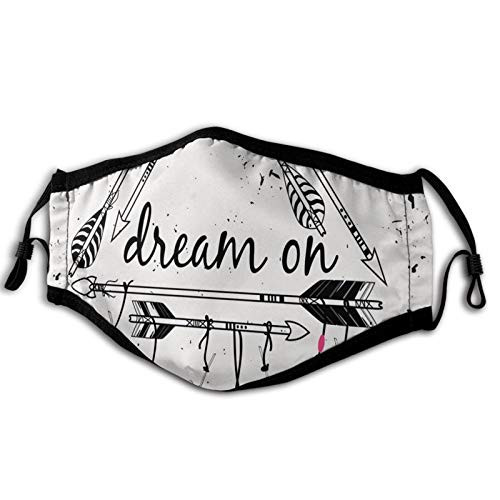 2021 Fashion Boho Style Arrows Triangle Shape Dream Hand Writing Feathers,Reusable Face Mask Balaclava Washable Outdoor Nose Mouth Cover for Men and Women
