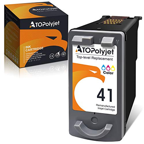 ATOPolyjet Remanufactured 41 Color Ink Cartridge Replacement for Canon CL41 CL-41 Ink 0617B002 for FAX JX200 Pixma IP6320D IP6310D IP6220D iP6210D IP1600 IP1800 MP470 MP210 MP190 MP140 MX310 Printers